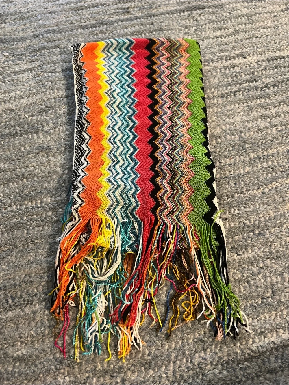 Missoni Parero Fringed Multi Zigzag Knit Scarf/Top - One Size